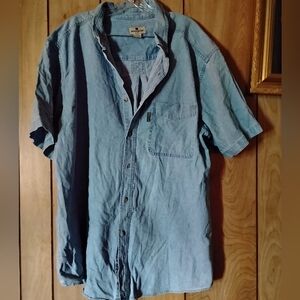 Men's Casual Blue Button Down Shirt With Pocket